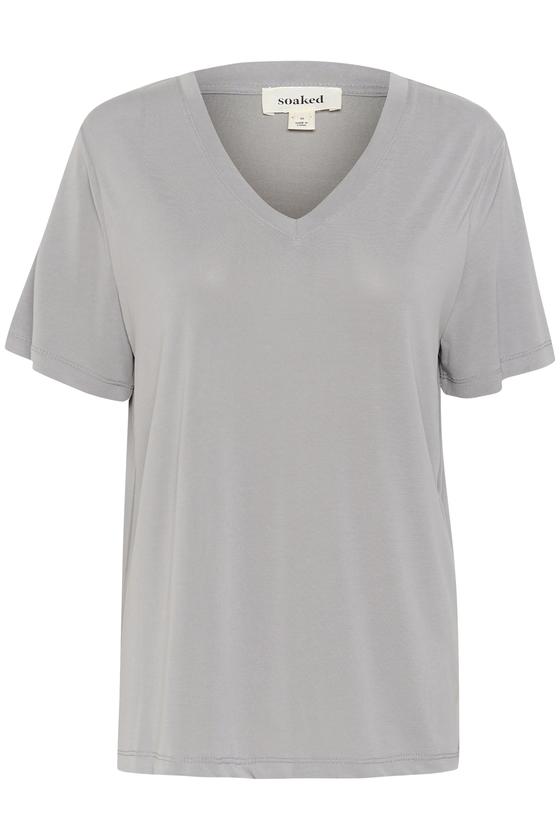 SOAKED IN LUXURY T-Shirt SLColumbine V-Neck 30406588 - hellgrau