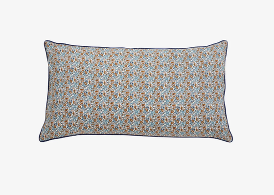 Kissen | Kissenbezug COSMO - Blau / Braun mit Blümchen