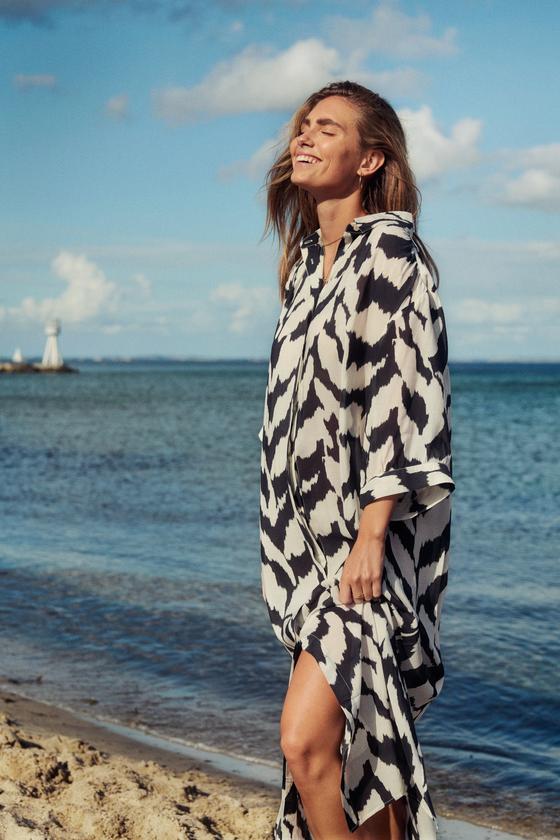 SAINT TROPEZ Blusen Kleid KelsieSZ 30514025 - gemustert - schwarz-weiß