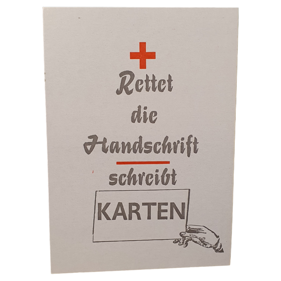 Postkarte in Bleisatz- Buchdruck "Rettet die Handschrift"