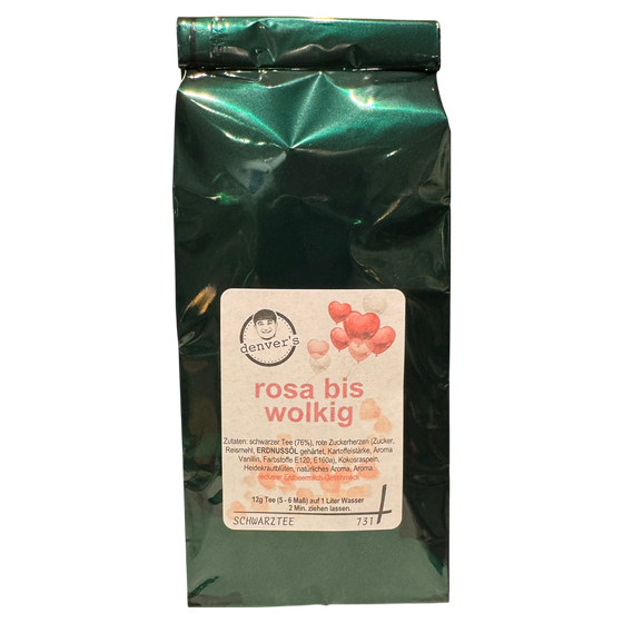 Schwarztee rosa bis wolkig, 100g Tüte