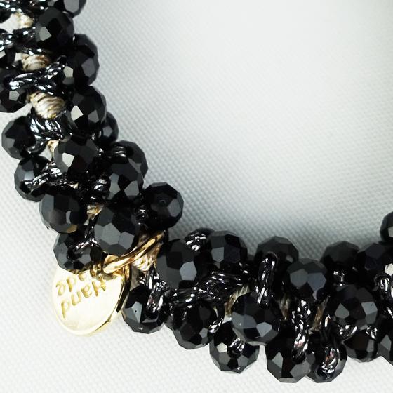 goldmarie Haargummi Perlen geschliffen - schwarz