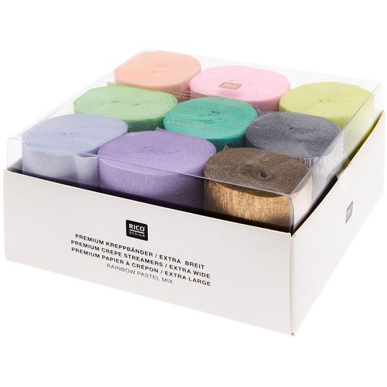 RICO DESIGN Kreppbänder 9er Set - Rainbow Pastel
