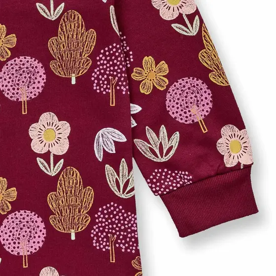 Sense Organics Sweat Dress Jola Flowers Weinrot