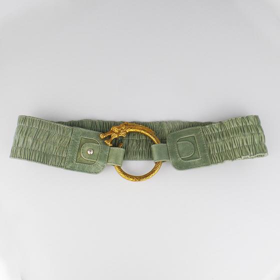 goldmarie Taillengürtel DRACHE graugrün-brass