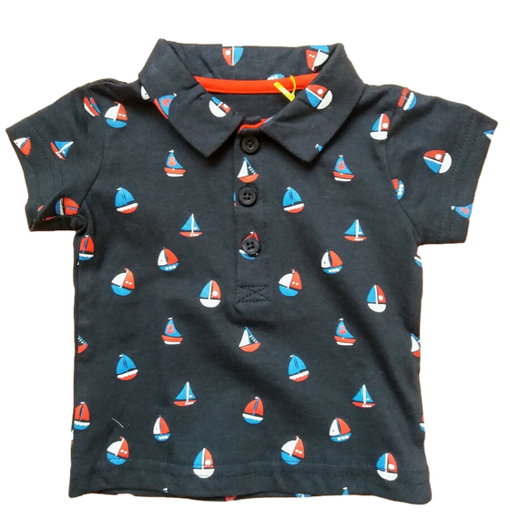 T-Shirt mit Polokragen "Segelboot"