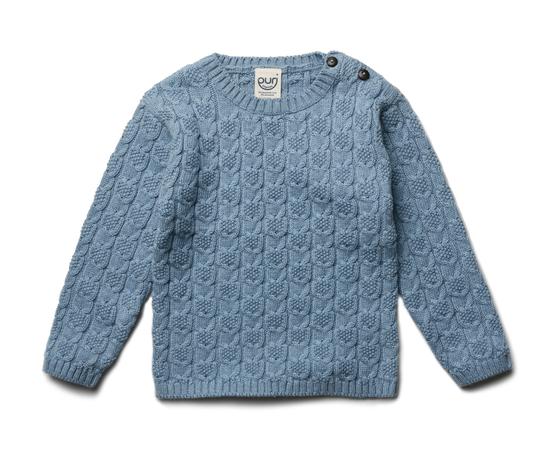 Puri Organic Pullover Strukturstrick Rauchblau