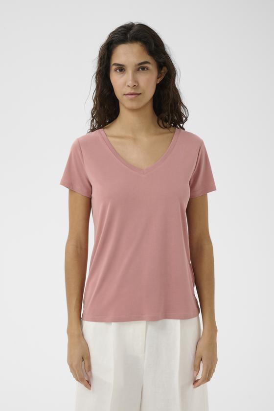 SOAKED IN LUXURY T-Shirt SLColumbine V-Neck 30404284 - asch-rosé