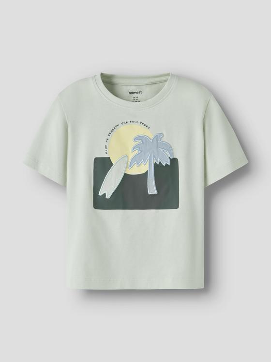 Name It T-Shirt Palm Tree Pale Aqua