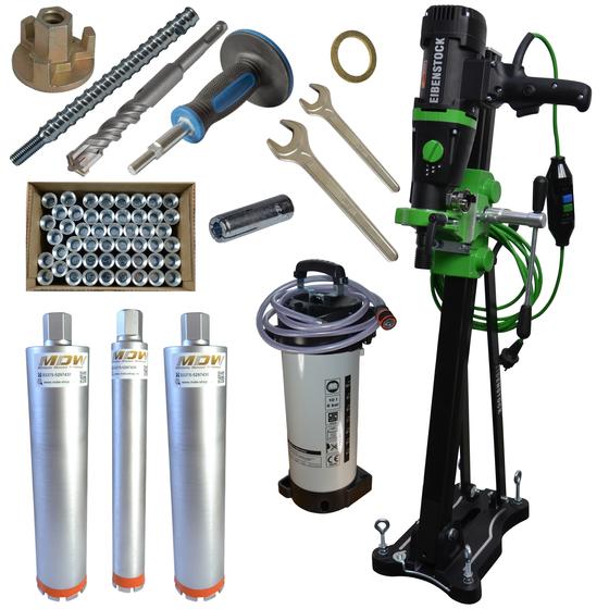 Eibenstock Kernbohreinheit <br> PLE 182 inklusive <br> 3x Diamant Bohrkronen, Wasserdruckbehälter aus Metall & Befestigungsset