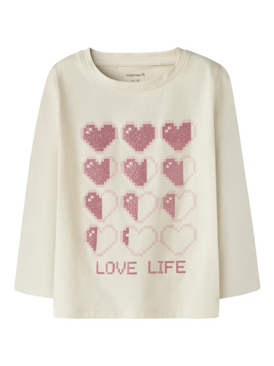 Name It Langarmshirt Heart  Antique White