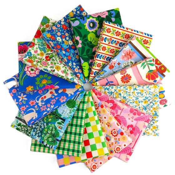 Baumwollstoff Marmalade Bloom aus der Kollektion Stannie & Lloyd von August Ellery für FreeSpirit Fabrics mit einem detailreichen floralen Muster in leuchtenden Farben. Ideal für Patchwork, Quilts, Taschen und kreative Nähprojekte.