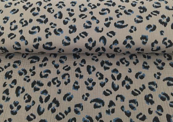 Musselin Leo taupe petrol