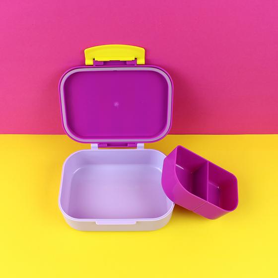 ava&yves Brotdose Lunchbox Stripes Violett Rot-Flieder
