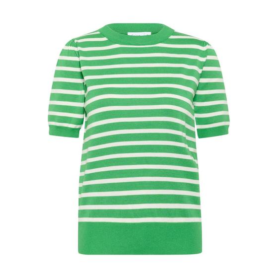SAINT TROPEZ MilaSZ SS Striped Pullover 30513768 - grün-weiß