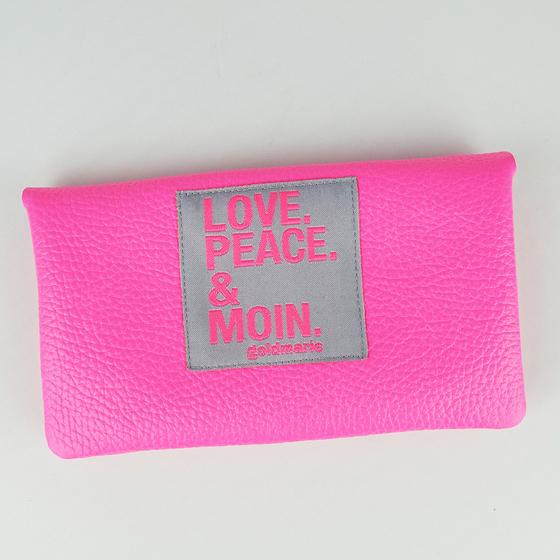 goldmarie Britt-Portemonnaie LOVE PEACE MOIN grey Label - Leder - neon pink - 15x9cm