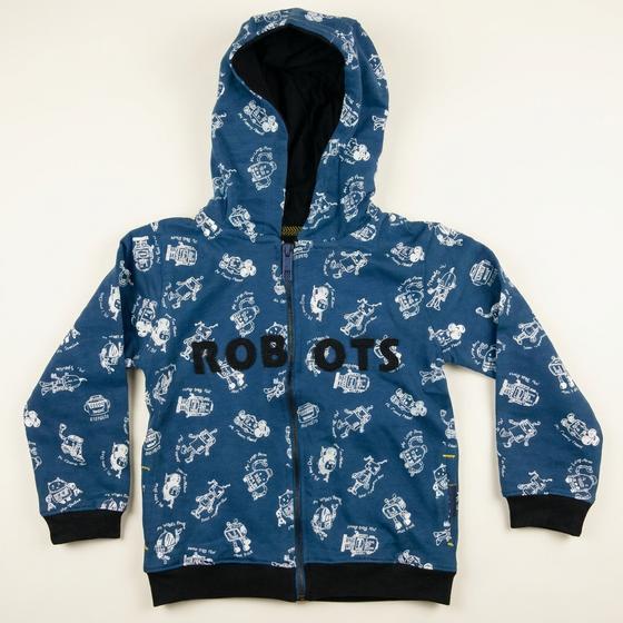 Sweatjacke "Robots" mit Kapuze und zwei Eingrifftaschen, Baumwolle
