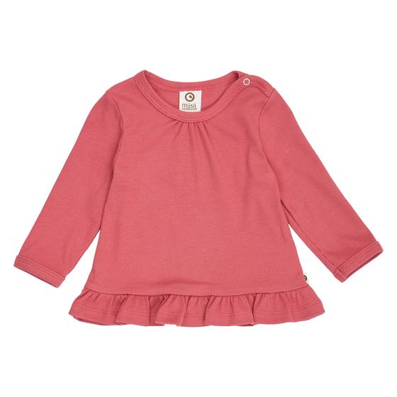 Müsli By Green Cotton Langarmshirt Cozy Me Rib Frill Babyoberteil Baroque Rose