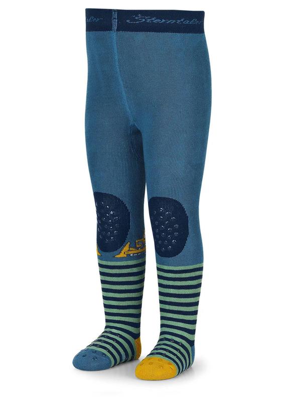 Krabbelstrumpfhose "Bagger", mittelblau