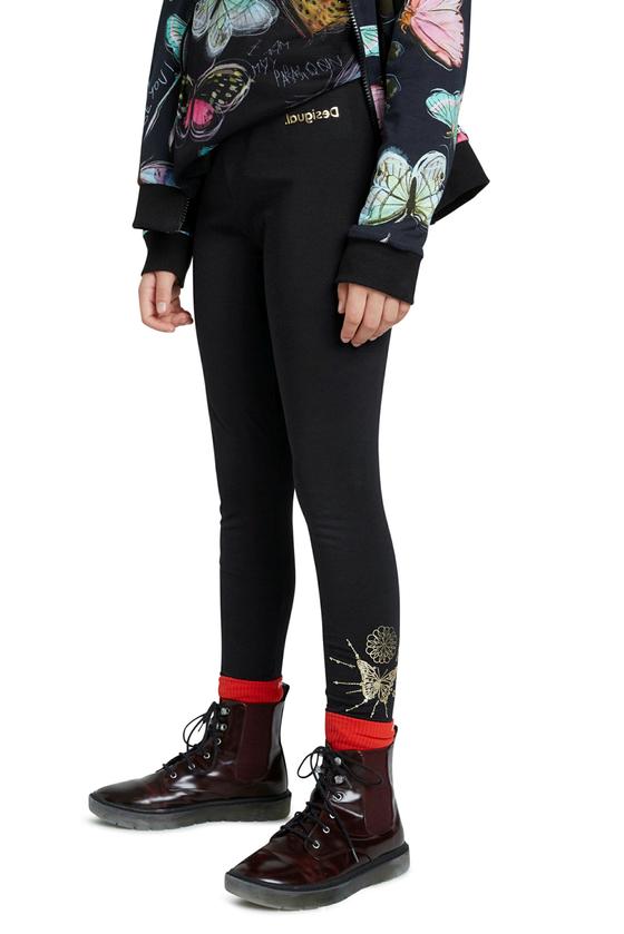 Leggings "Schmetterling" mit goldener Glitzer- und Pailletten-Applikation, schwarz