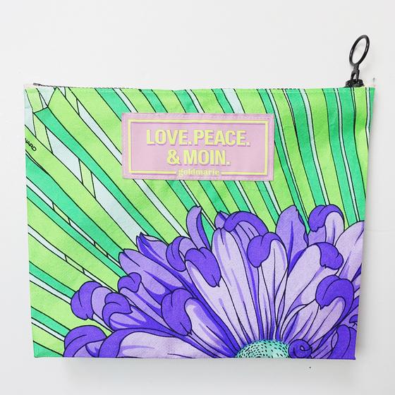 goldmarie Seidentuch-Weste I BELIEVE IN DISCO - Vintage-Stoff Recycelt - sand-bunt - reversible LOVE PEACE MOIN - mit Kosmetiktasche