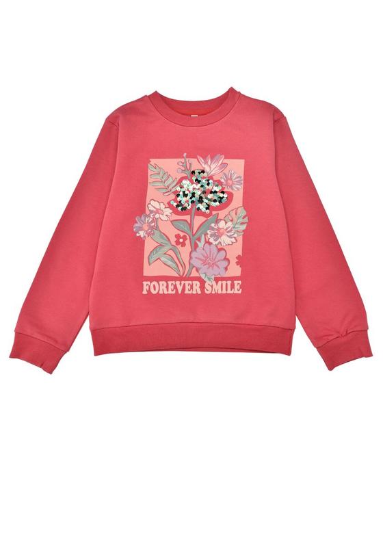 Sweatshirt "Forever Smile", angeraut, Baumwolle, aubergine