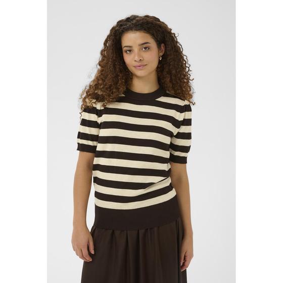 SAINT TROPEZ MilaSZ SS Striped Pullover 30513931 - beige-dark-coffee
