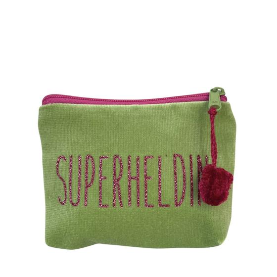 Frau Heidelberg Kosmetiktasche S grün pink SUPERHELDIN