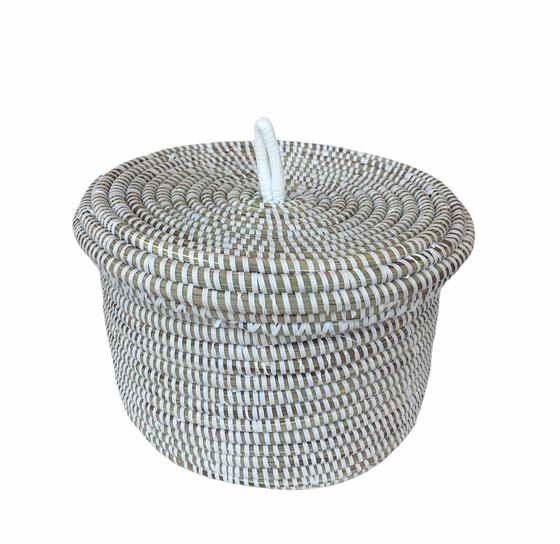 EA-Deco Korb mit Deckel Mittel natur/weiß