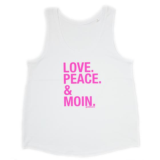 goldmarie LOVE PEACE MOIN Tank-Top - weiß neon pink 