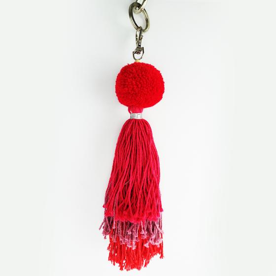 goldmarie Taschenanhänger POMPOM Fransen Stufen - rot