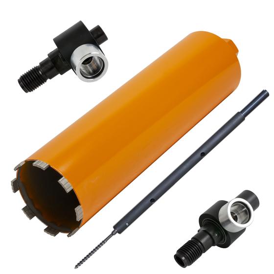 Diamant Trocken-Nass-Bohrkrone <br> Ø 42 mm - 202 mm <br> Nutzlänge 400 mm <br> inkl. Staubabsaugung M18 / 1 ¼" & Zentrierstange