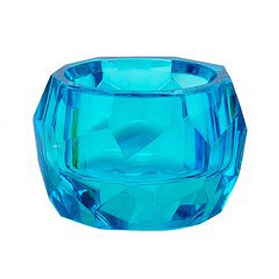 GIFTCOMPANY Deko Teelichthalter Glas geschliffene Kanten - blau