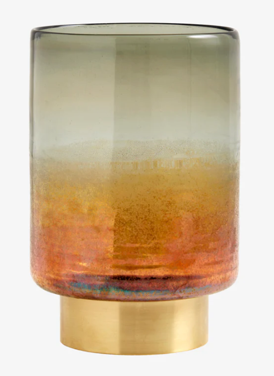 Kerzenhalter | Windlicht - Glaslaterne Goldbraun