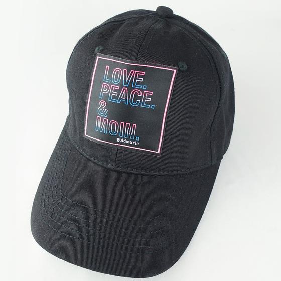goldmarie Cap LOVE PEACE MOIN Neonschrift Label - Baumwolle - schwarz