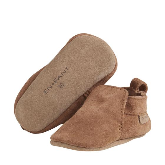 Lederschläppchen aus Wildleder, hellbraun