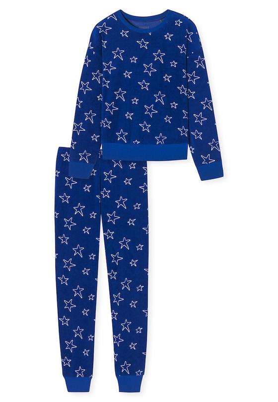 Schlafanzug, Velour, blau