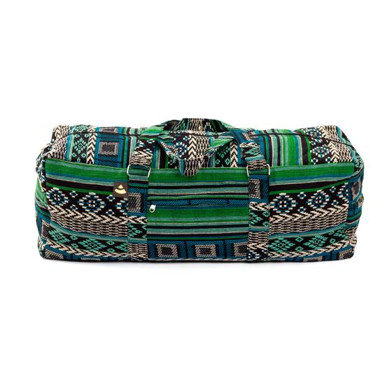 Yogatasche mit Reißverschluss aus Jacquard-Webstoff, schwarz-weiß-grün gemustert