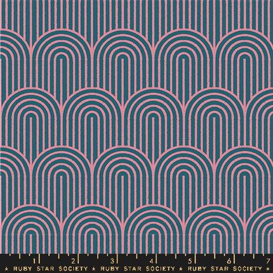 Geometry Ruby Star Society Canvas Stoff zum Taschen nähen Bögen blau