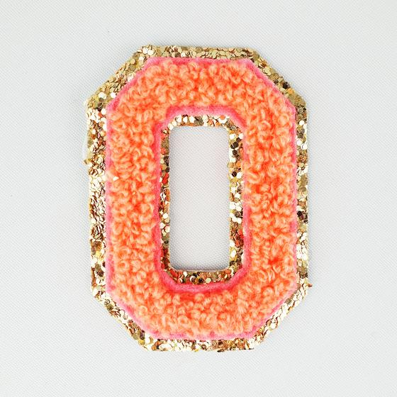 MIMI'S glow Glitzer Sticker Buchstabe O - selbstklebend - koralle gold - 5,8cm