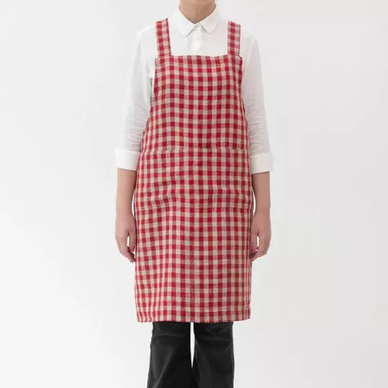 Leinen Schürze Red Gingham
