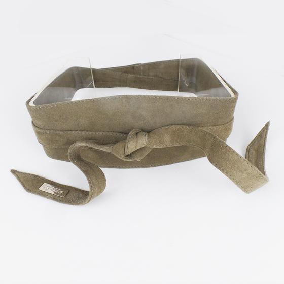 goldmarie Taillengürtel zum Knoten Wildleder graugrün