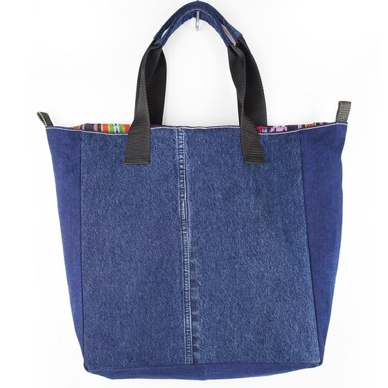 goldmarie Shopper Tasche JEANS Recycelt - MOINGIORNO - NR 7 - reversible - denim dunkelblau - 37x38x15cm