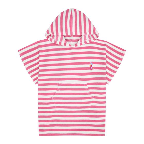 Badeponcho "Alvi", Biobaumwolle, GOTS-zertifiziert, pink-stripes