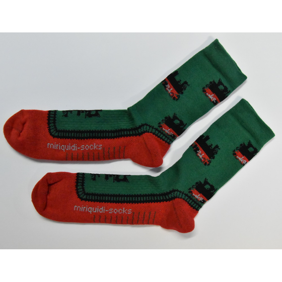 "Miriquidi-Socks" mit Dampflok-Motiv