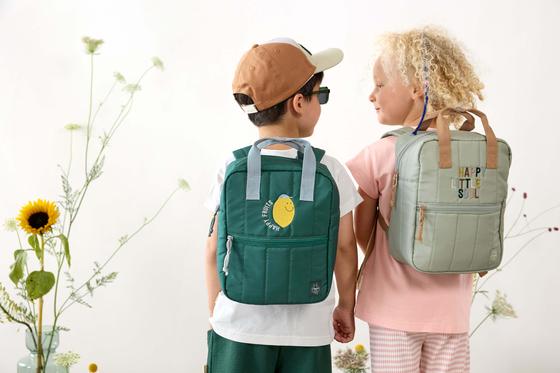 Lässig Kindergartenrucksack Square Little Gang Zitrone Dunkelgrün