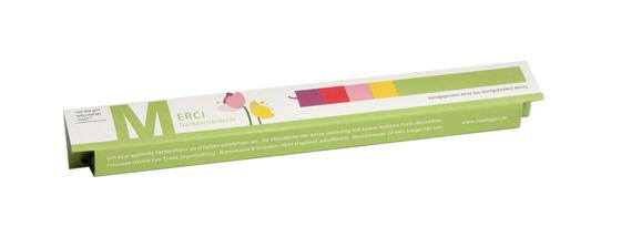 Kleine bunte Kerze Danke und Merci