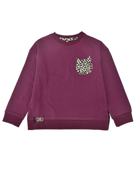 Sweatshirt "Leo", angeraut, Baumwolle, blueberry