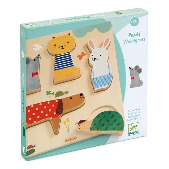 Djeco Relief Puzzle Woodypets 5 Teile