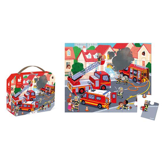 Janod Puzzlekoffer Feuerwehr 24 Teile